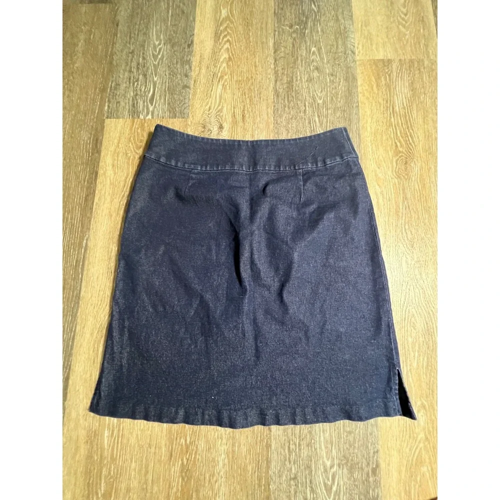 Banana Republic Denim Mini Skirt Womens 8 Dark Blue Excellent Stretch Side‎ Slit